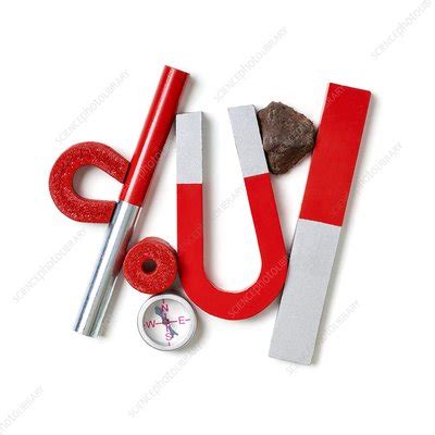 Magnets with a small compass - Stock Image - C026/6481 - Science Photo ...