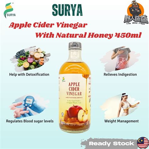 Surya Apple Cider Vinegar With Natural Honey Halal Certified 450ml Cuka ...