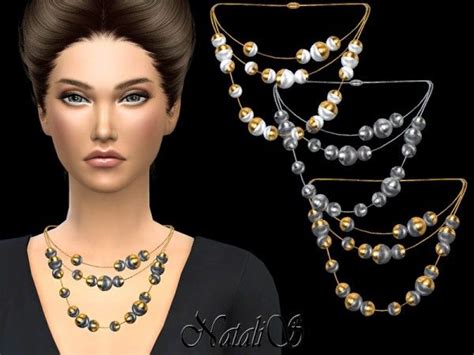 The Sims Resource Triple Half Pearl Necklace By Natalis Sims