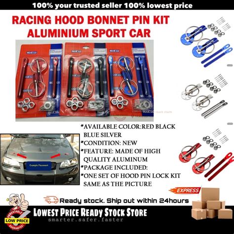 Sparco Bonnet Lock Pin Hood Pin Bonnet Lock Universal Hood Pin Kit