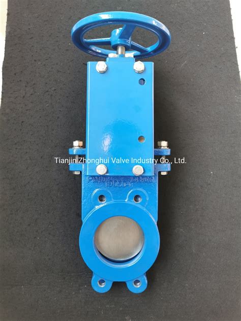 Jis Din Nrs Cast Iron Knife Gate Valve With Pneumatic Drive China