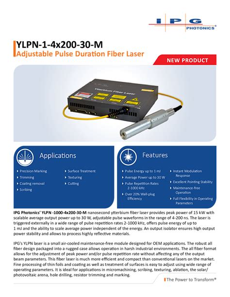 Nm Mj Nanosecond Laser From Ipg Photonics