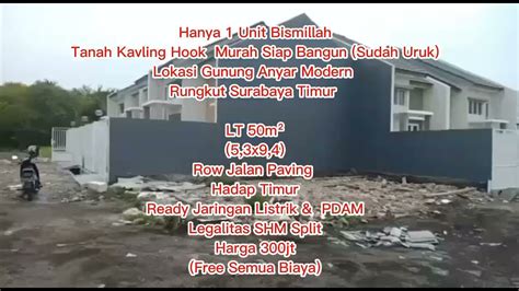 Tanah Hook Murah Siap Bangun Gununganyar Surabaya Timur Lt M Shm Hrga