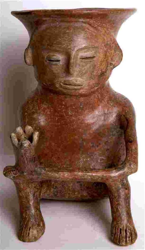 Ancient Pre Columbian Colima Seated Pottery Figure Tl