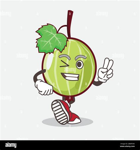 An Illustration Of Gooseberry Fruit Cartoon Mascot Character With Two