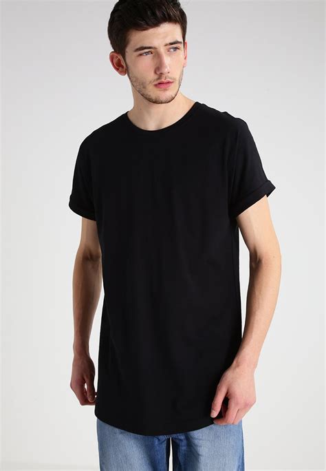 Urban Classics Shaped Turnup T Shirts Basic Blacksort Zalandodk