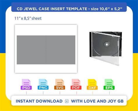 jewel case cd template svg png dxf eps canva label etsy