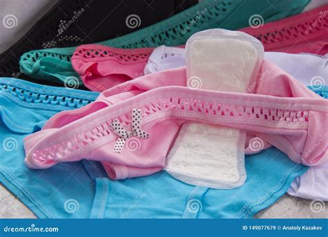 Colorful Women`s Panties And Sanitary Pads Stock Image Image Of