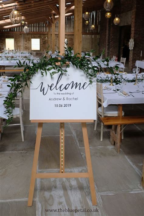 Greenery Decor For Welcome Sign At A Summer Wedding In York Maze