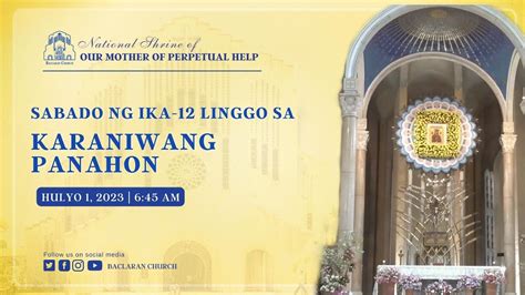 Baclaran Church Live Sabado Ng Ika Linggo Sa Karaniwang Panahon