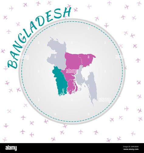 Diseño De Mapas De Bangladesh Mapa Del País Con Regiones En Paleta De