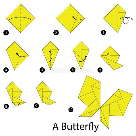 Step By Step Instructions How To Make Origami A Butterfly Stock Vector