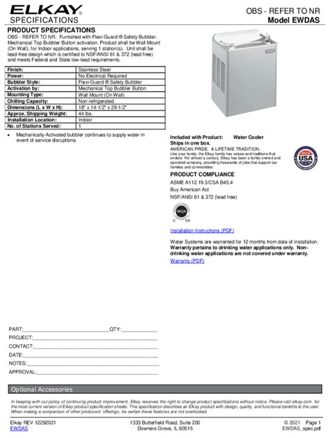 Fillable Online SPECIFICATIONS OBS REFER TO NR Model EWDAS Fax Email