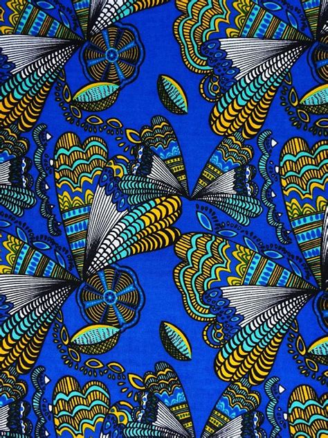 Blue African Print Fabric By The Yards Ankara Fabric By The Yard