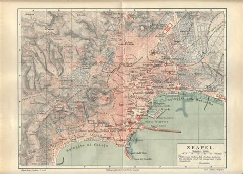 Carta Geografica Antica Napoli Pianta Della Citt Old Antique Map