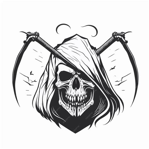 A Grim Reaper With A Scythe In His Mouth Premium Ai Generated Vector