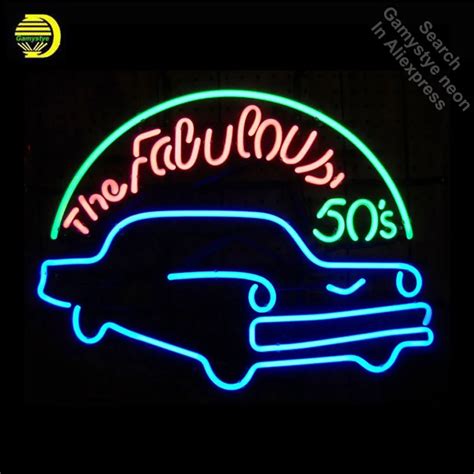 Neon Sign For Fabulous 50s Blue Classic Car Neon Bulbs Sign Display