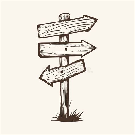 Vintage Wooden Signpost Directional Arrow Vector Illustration Stock