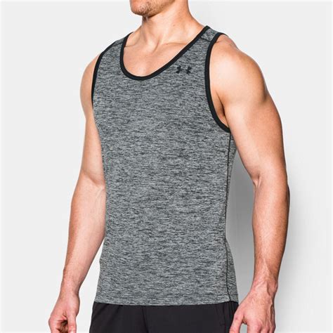 Under Armour Tech Mens Grey Black Training Singlet Running Vest Tank Top