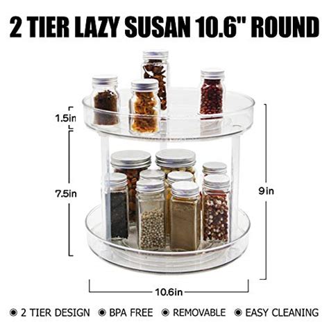 Popdylan 2 Tier Lazy Susan 360 Degree Rotating Spice Rack Turntable