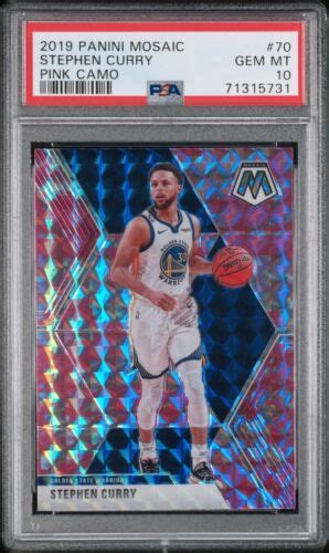 Stephen Curry 2019 20 Panini Mosaic 70 Pink Camo Prizm PSA Gem Mint 10