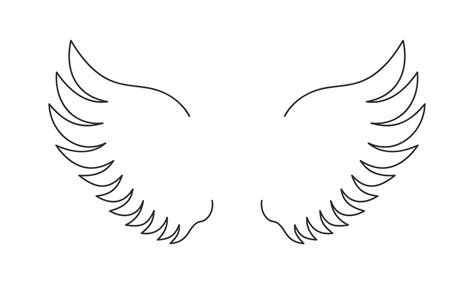 Flying angel or bird wings. Simple design in outline style. Freedom or ...