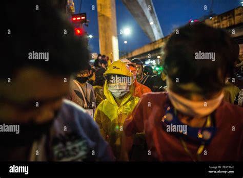 Pro Democracy Protesters Gather Under A Rainfall During An Anti