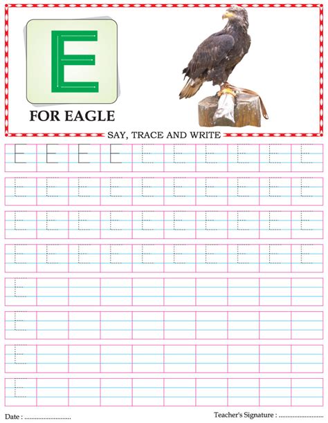 Capital letter writing practice worksheet alphabet E | Download Free ...