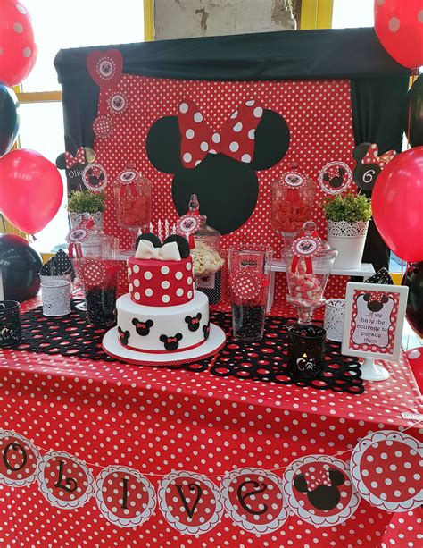 Very Cute Red Minnie Mouse Party Dessert Buffet Printables Available