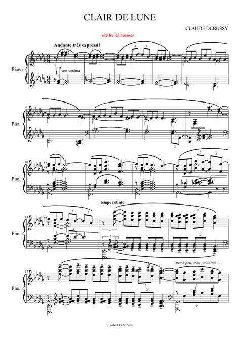 Clair De Lune Suite Bergamasque De Claude Debussy Sheet Music Download Free In Pdf Or Midi