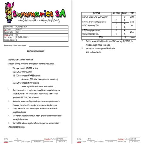 Grade 12 Business Studies Nov Paper 2