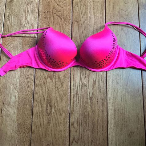 Victorias Secret Hot Pink Sequin Push Up Bra Size Depop