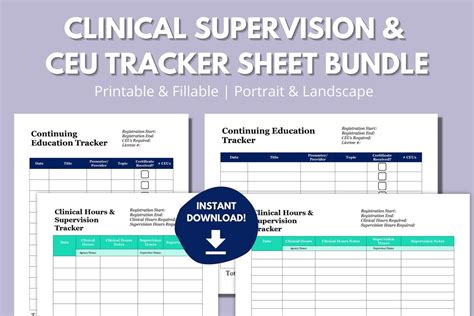 Clinical Supervision Ceu Tracker Bundle Printable Fillable Clinical