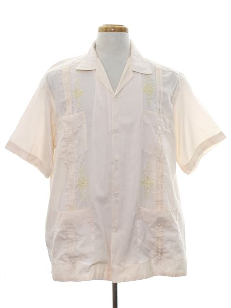 S Vintage Domingues Guayabera Shirt S Domingues Mens Pale