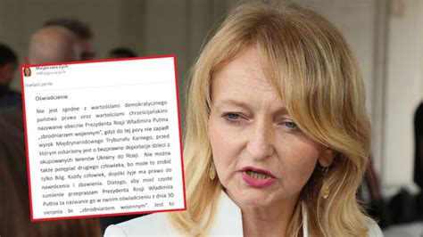 Przepraszam Władimira Putina Małgorzata Zych szokuje w oświadczeniu