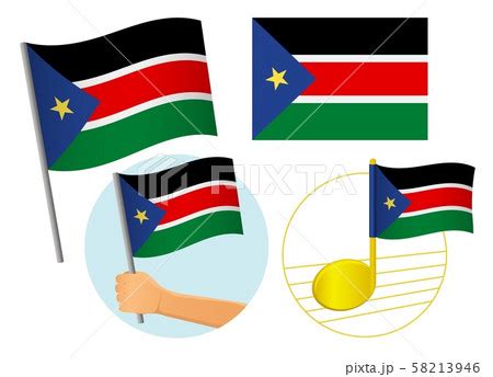 South Sudan Flag Icon Set Pixta