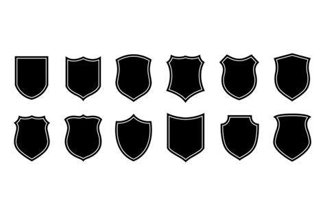 Police Badge Shape Vector Military Shield Silhouettes Security Foot