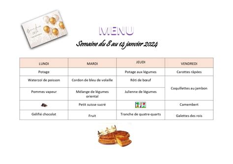 Menus De Cantine Janvier F Vrier La Houssaye B Ranger