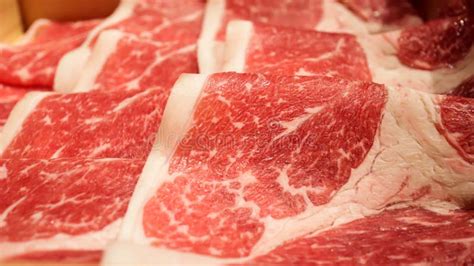 Fresh Raw Beef Slices Meat For Japanese Food Shabu Shabu Or Yakiniku