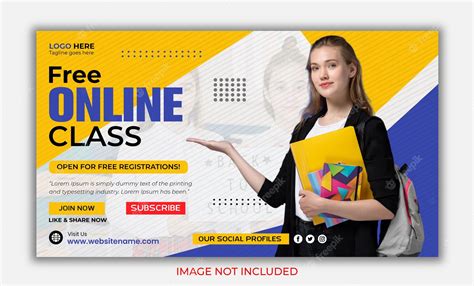 Premium Vector Free Online Live Class Thumbnail Or Social Media Web Banner Post Design Template