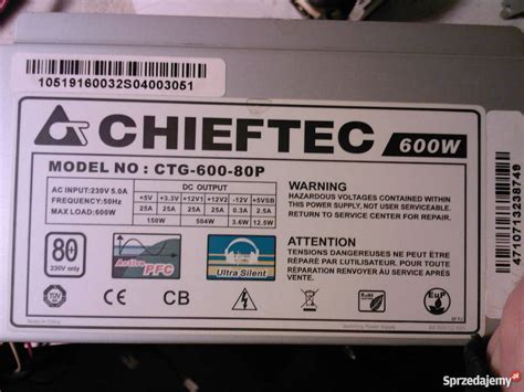 Zasilacz komputerowy Chieftec 600 W CTG-600-80P do naprawy Knurów ...