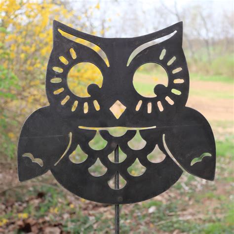 Ships In 2 Days Metal Owl Garden Stake Steel Gardening Etsy