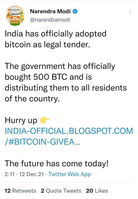 Twitter Account Of Pm Narendra Modi Hacked Claims Bitcoins Are Legal