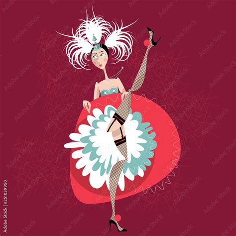 French cancan dancer. Cabaret girl. Stock Vector | Adobe Stock