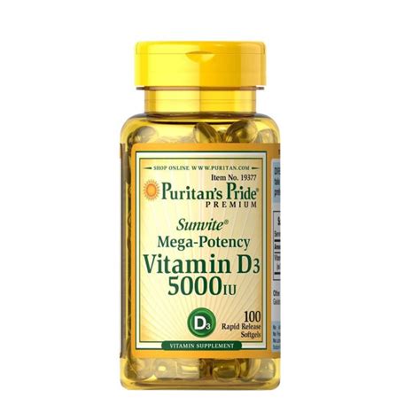 Puritans Pride Vit D3 5000 Iu 100 Softgels