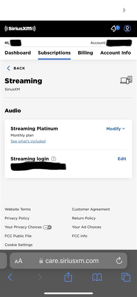 The Sirius XM website working just fine until I click cancel ...