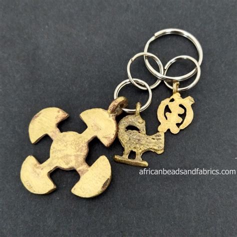 African Bagkey Charm Brass Adinkra Symbol Pendants Free Bag African