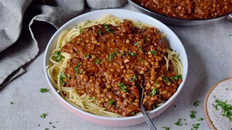 Spaghetti Linsen Bolognese Vegan Essen Rezepte