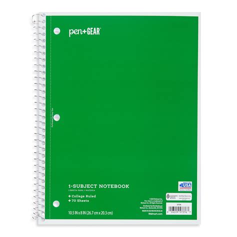 4 Pack Pen Gear College Rule 1 Subject Notebook 10 5 X 8 Green