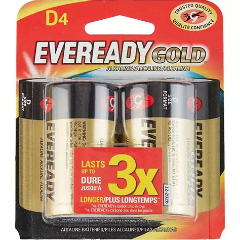 Eveready Gold D Alkaline Batteries 4 Pack Academy